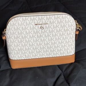Michael Kors Beige and Brown Crossbody Bag